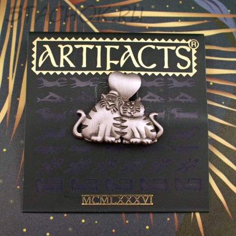 Брошь "Коты на валентинке" (JJ США)