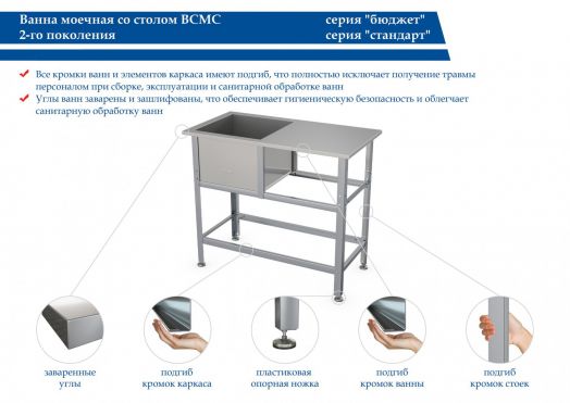 ВАННА СО СТОЛОМ ВСМС-С-1.530-1210.630-02 (ВСМС-1/530)