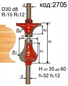 Комплект фрез для изготовления перил. Код 2705.