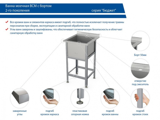 ВАННА ВСМ-Б-1.430-1-02 (ВМ-1/430 С БОРТОМ)