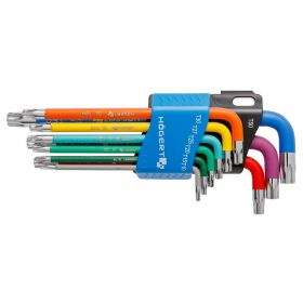 HT1W817 Набор Г-образных удлиненных ключей TORX с цветной маркировкой, Т10-Т50, 9 шт. HOEGERT