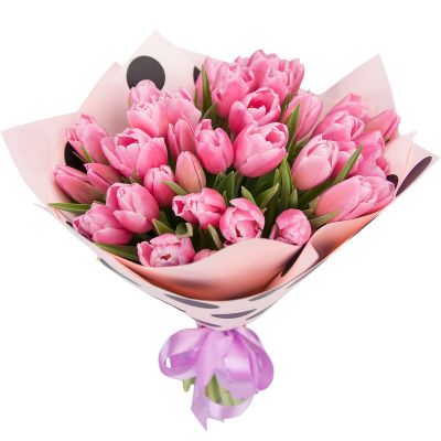 35 розовых тюльпанов