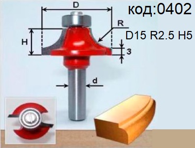 Фреза радиусная кромочная калевочная. Код: 0402