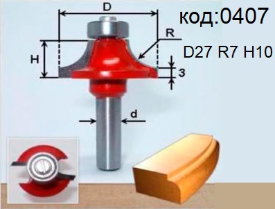 Фреза радиусная кромочная калевочная. Код: 0407