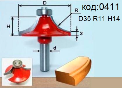 Фреза радиусная кромочная калевочная. Код: 0411