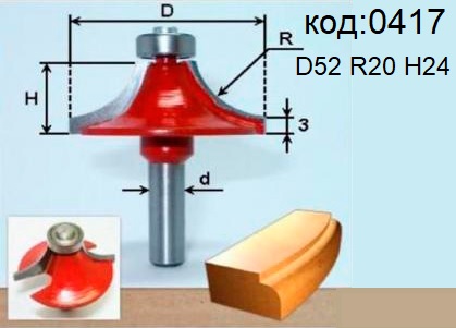 Фреза радиусная кромочная калевочная. Код: 0417