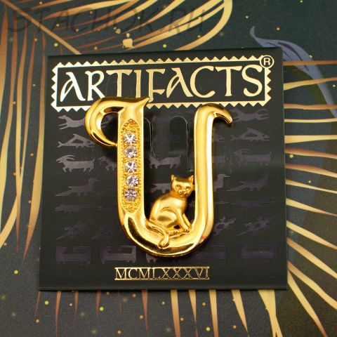 Брошь "Кошка с буквой U" (JJ США)