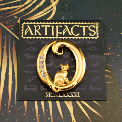 Брошь "Кошка с буквой O" (JJ США)