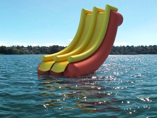 Большая надувная водная горка с двойным спуском
