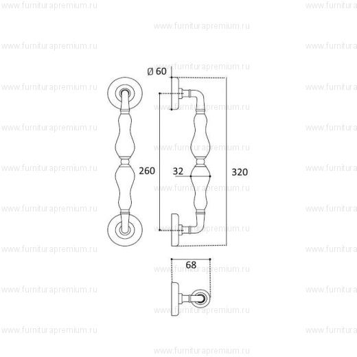 Ручка-скоба Venezia Monte Cristo D5. Длина 322 мм