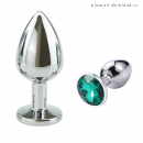 SILVER PLUG LARGE (втулка анальная)  металл L 95 мм, D 41 мм цвет кристалла зелёный