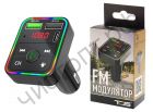 FM модулятор MP3 TS-CAF15 подсветка RGB (Bluetooth) 2 USB, один 3,1А + выход TYPE-C для зарядки