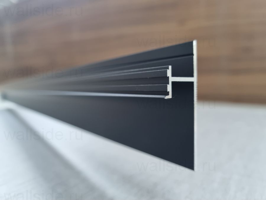 Теневой плинтус скрытого монтажа Pro Design 380 чёрный муар, рал 9005