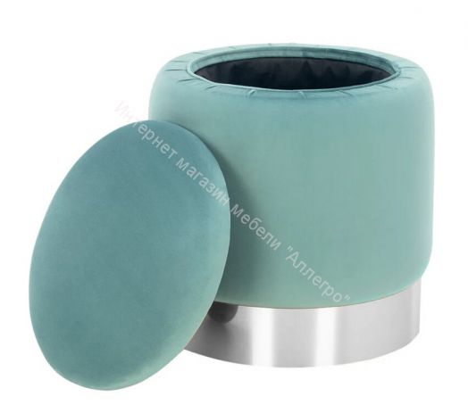 Пуф Leset Йорк мини MR15 велюр бирюзовый/серебро