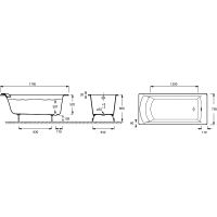Прямоугольная ванна из чугуна Jacob Delafon Biove 170x75 E2930-S-00 схема 3