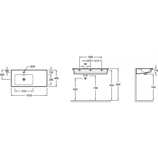 Раковина встраиваемая Jacob Delafon Vox 100x46 EXAC112-Z-00 ФОТО