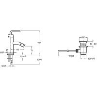 Смеситель для биде Jacob Delafon Purist E14434-4A-CP схема 4