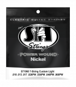 Струны для 7-семиструнной электрогитары SIT S71060, Powerwound Nickel Custom Light, 10-60
