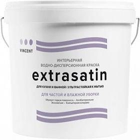 Краска Влагостойкая Vincent Extrasatin 9л Износостойкая, Полуглянцевая / Винсент Экстрасатин