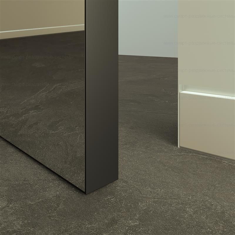 Скрытая дверь полотно 40 мм зеркальное на АЛЮМИНИЕВОМ каркасе