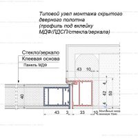 Типовой монтажный узел полотно 40 мм зажимной профиль, панели  ЛМДФ или ЛДСП