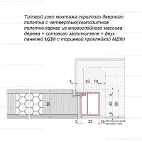 Монтажный узел скрытой двери с полотном 50 мм и наружним открыванием