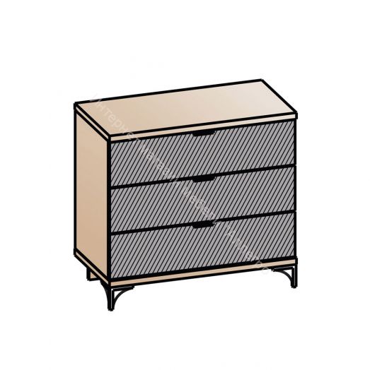 Комод 3 ящика "Шаде" КМ 2901 (Чёрный ясень/Санторини белый)