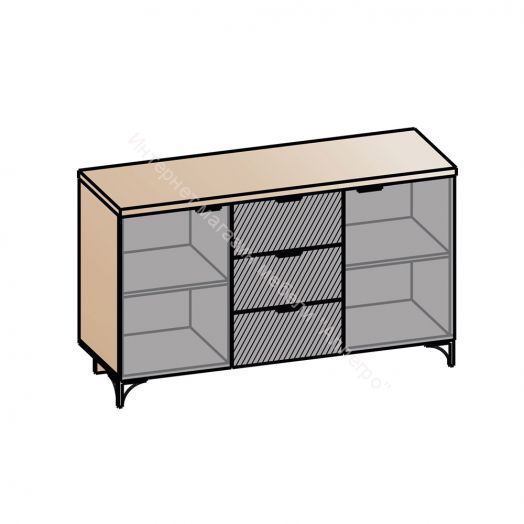 Комод "Шаде" КМ 2902 (Чёрный ясень/Санторини белый)