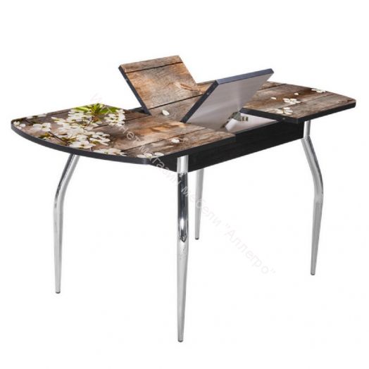 Стол раздвижной "Грация" (1,45) Беленый дуб/Фотопечать Орхидея розовая