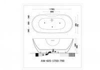 Отдельностоящая ванна из литьевого акрила ARTMAX AM-605-1700-790 со сливом-переливом схема 5