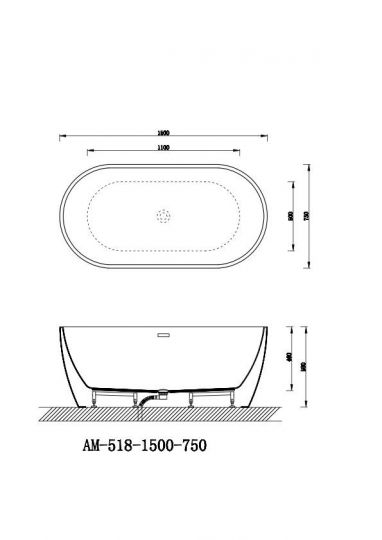 Ванна из литьевого акрила ARTMAX AM-518-1500-780 схема 5