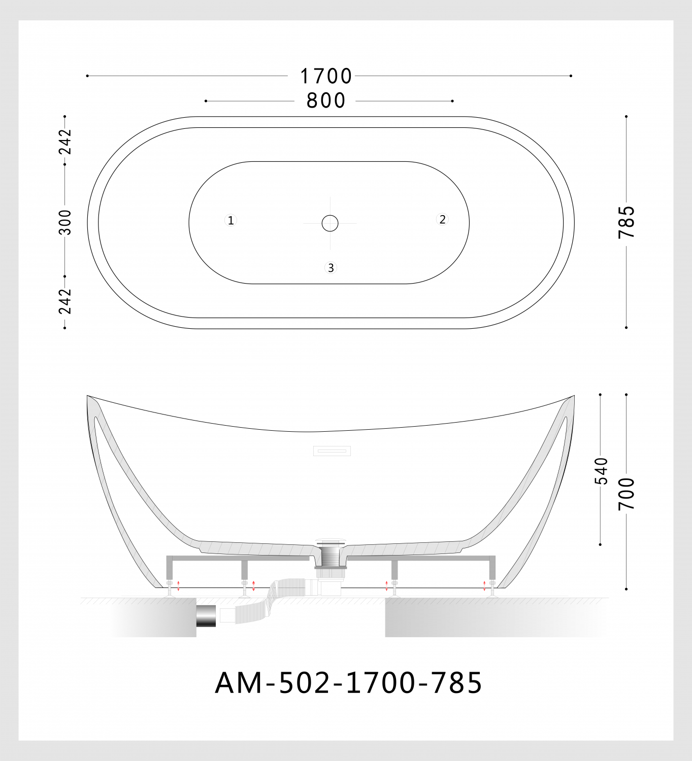 Ванна из литьевого акрила ARTMAX AM-502 схема 6