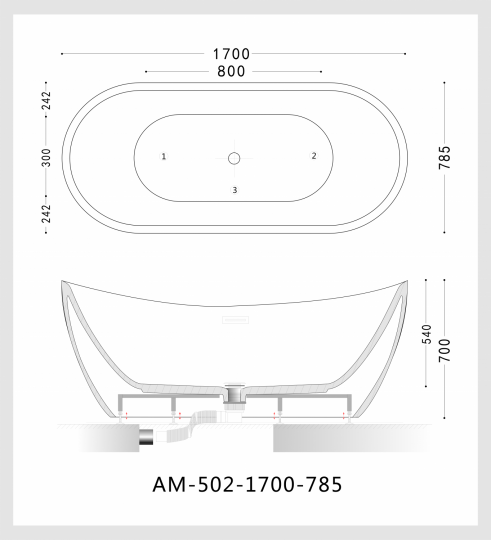 Ванна из литьевого акрила ARTMAX AM-502 ФОТО