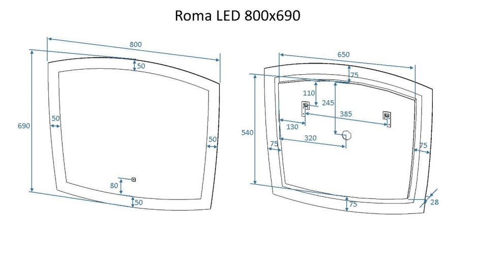 Зеркало для ванной с подсветкой ART&MAX ROMA AM-Rom ФОТО