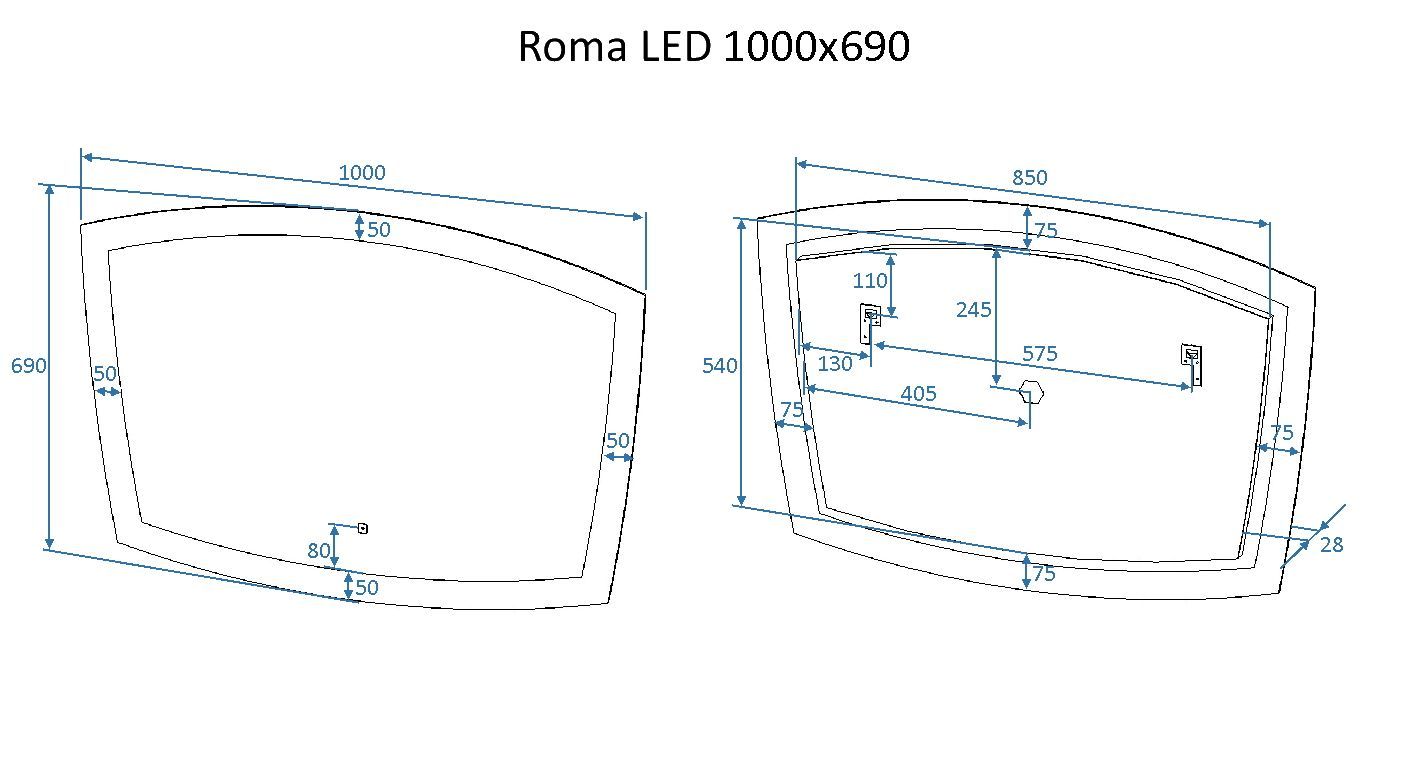 Зеркало для ванной с подсветкой ART&MAX ROMA AM-Rom схема 7