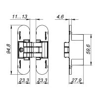 Петля Armadillo U3D4000 скрытой установки. Схема