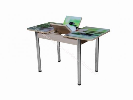 Стол раздвижной "Триумф" (1,17м), (1,35м) опоры круглые хром фотопечать арт.443439742