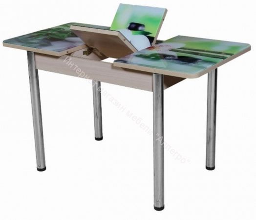 Стол раздвижной "Триумф" (1,17м), (1,35м) опоры круглые хром фотопечать арт.180939179