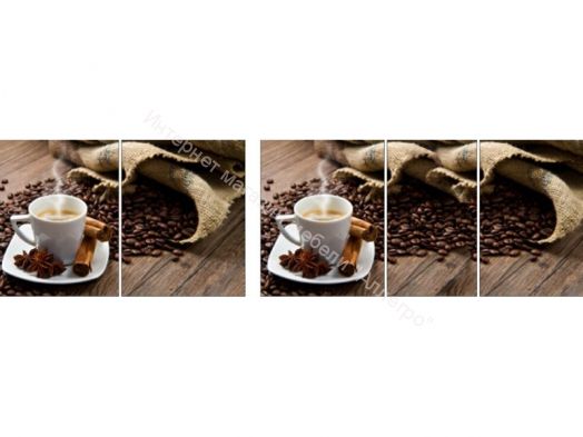 Стол раздвижной со стеклом "Грация" (1,45) Беленый дуб/Фотопечать Кофе R 012