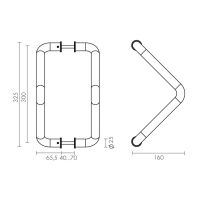 Ручка-скоба Fuaro PH-26-25/300 INOX. Длина 325 мм схема