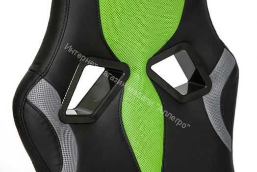 Кресло RUNNER кож/зам/ткань, черный/зеленый, 36-6/26/12