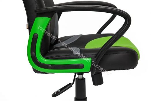 Кресло RUNNER кож/зам/ткань, черный/зеленый, 36-6/26/12