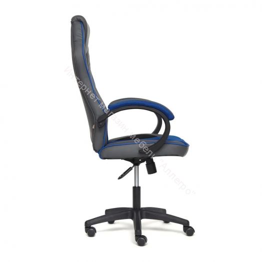 Кресло RACER GT new кож/зам/ткань, металлик/синий, 36/10