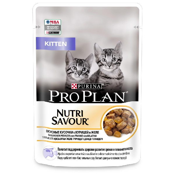 Влажный корм для котят Pro Plan Kitten кусочки в желе с курицей 85 гр