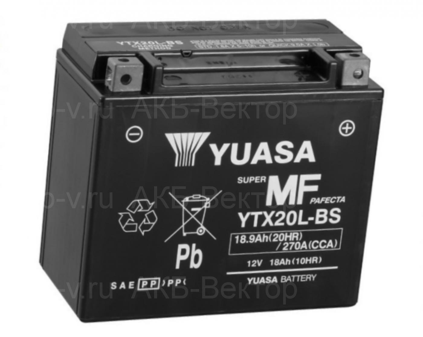 АКБ YUASA  AGM YTX20L-BS 18Ач сухозаряженный