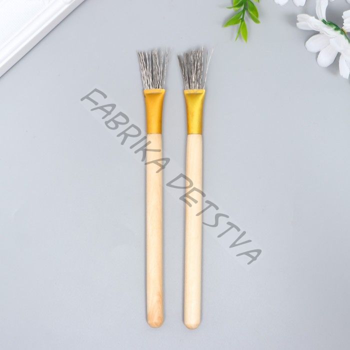 Инструмент для скульптора дерево, металл щетина 2,5 см набор 2 шт 16,5 см