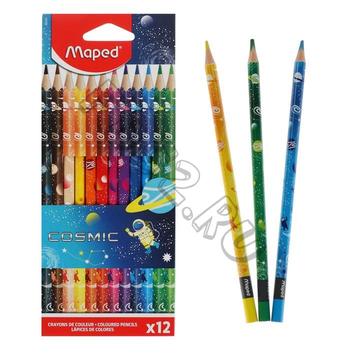 Карандаши 12 цветов Maped Color Peps cosmic пластиковые, декорированные, европодвес