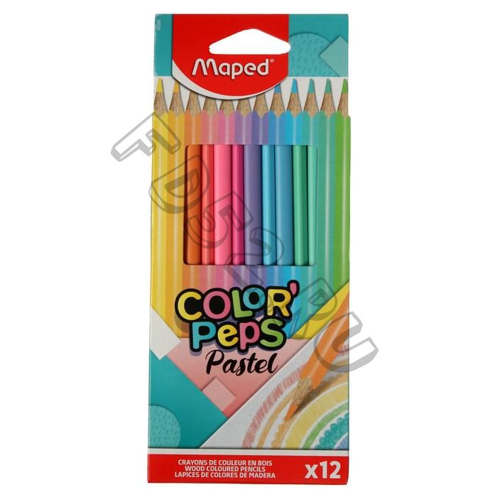 Карандаши 12цв пастель Maped COLOR'PEPS PASTEL треугольные,ударопроч.грифель,картон.футляр