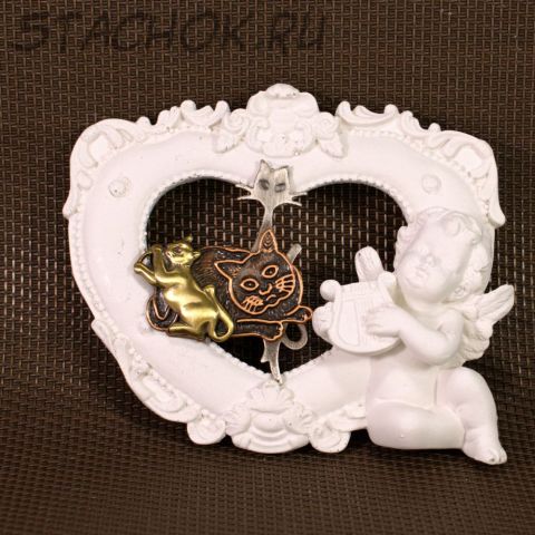 Брошь "Кот, кошечка и котенок" (США)