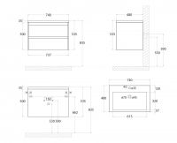 Подвесная тумба для раковины Art&Max FAMILY Family-750-2C-SO 75х48 схема 3